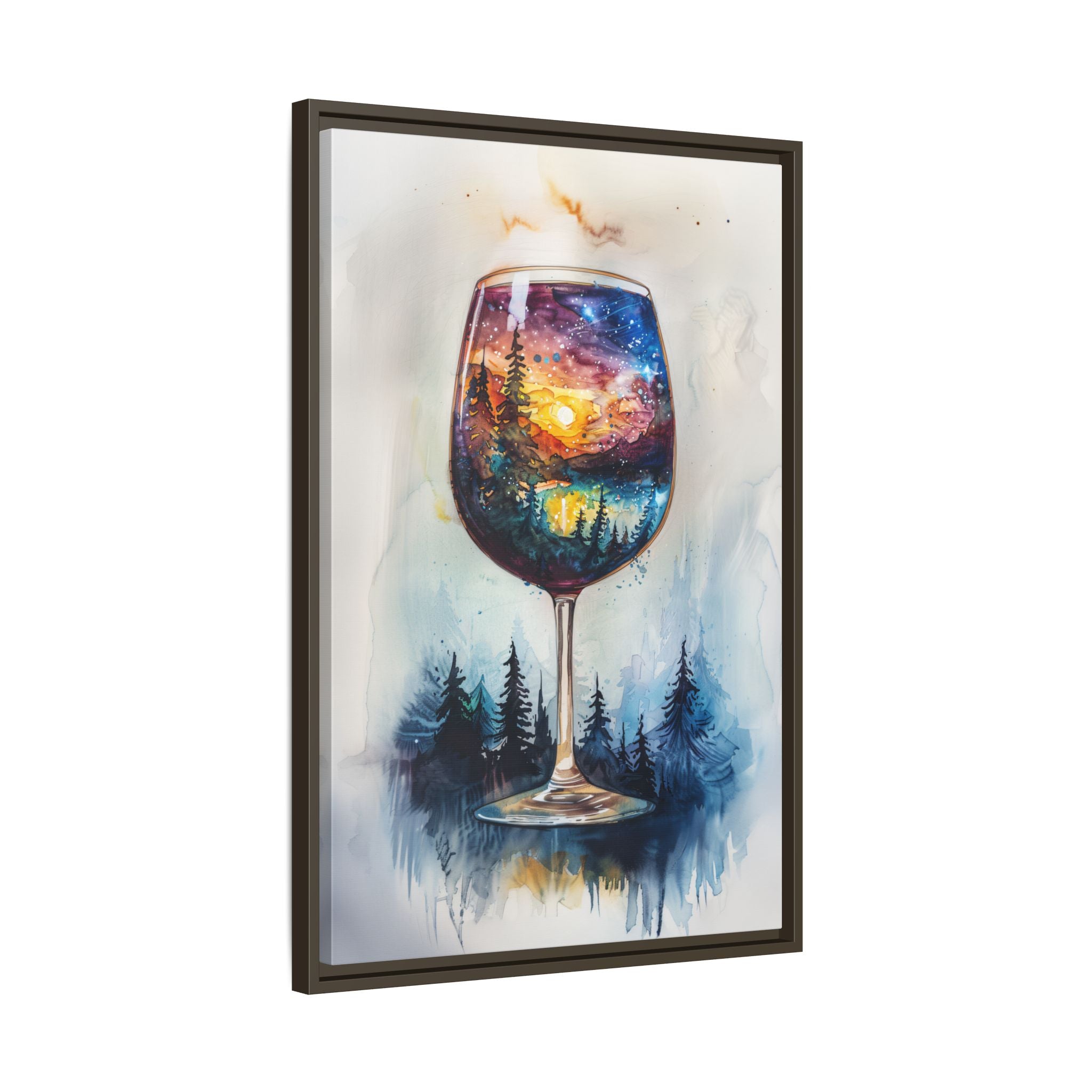 Framed Canvas - Galaxy Within the Wine Glass