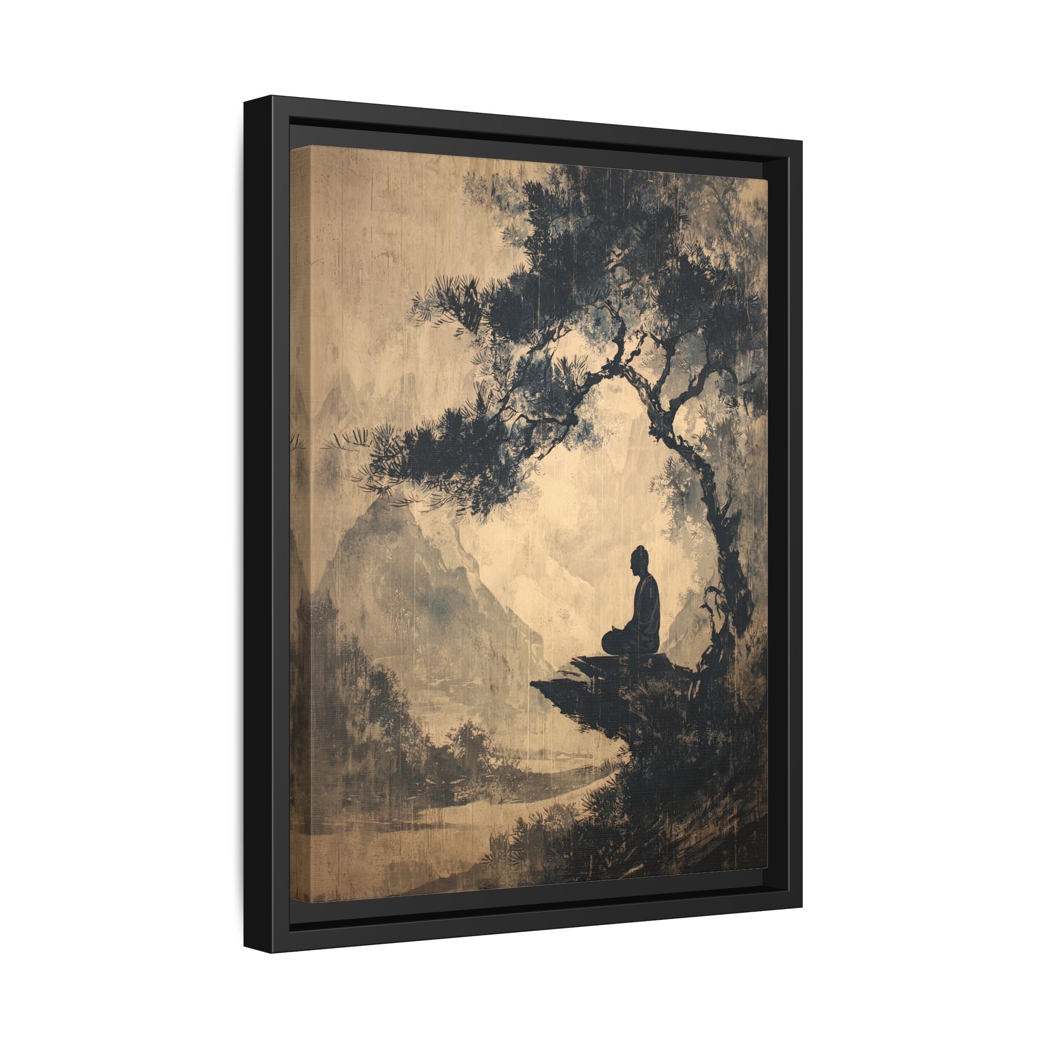 Framed Canvas - Mountain Tree Zen Silence