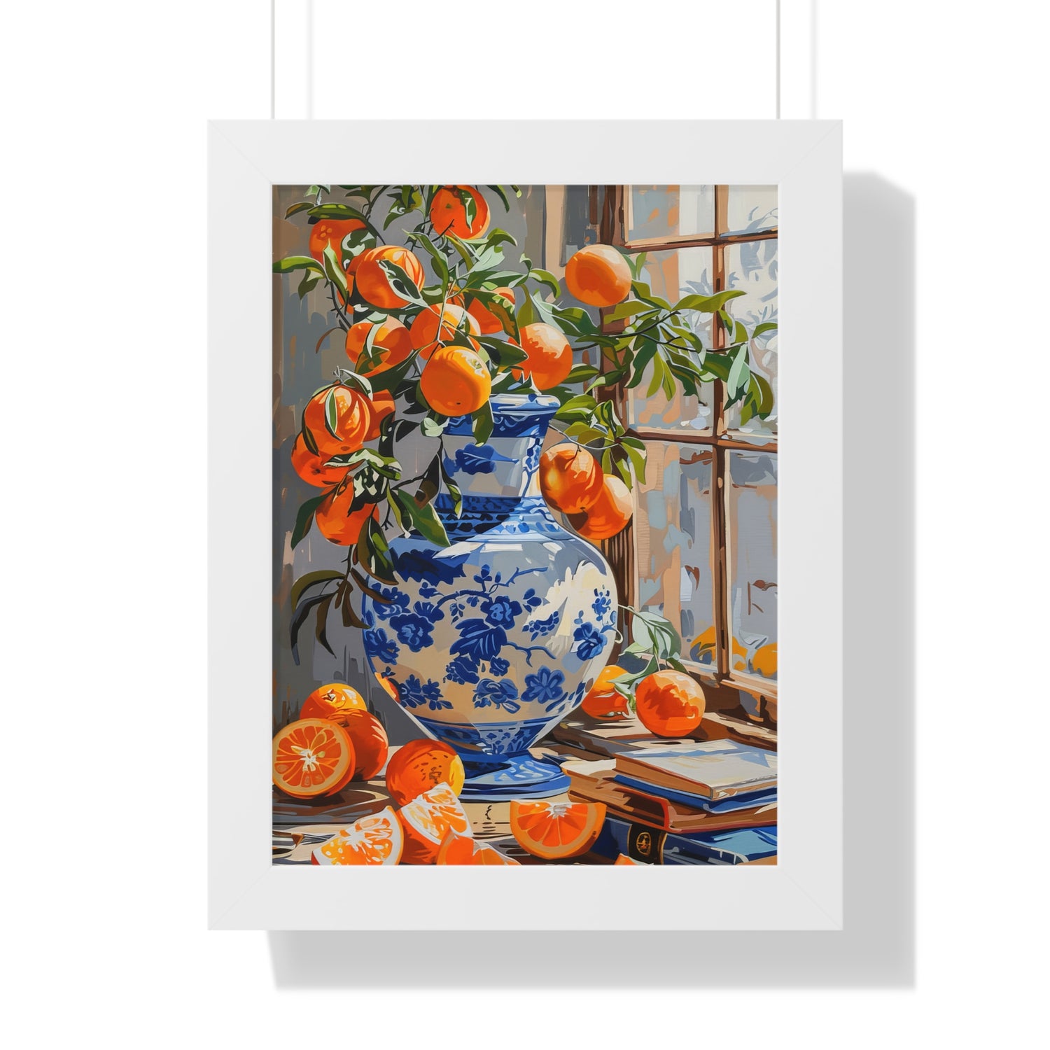 Framed Paper Print - Sunlit Citrus &amp; Porcelain