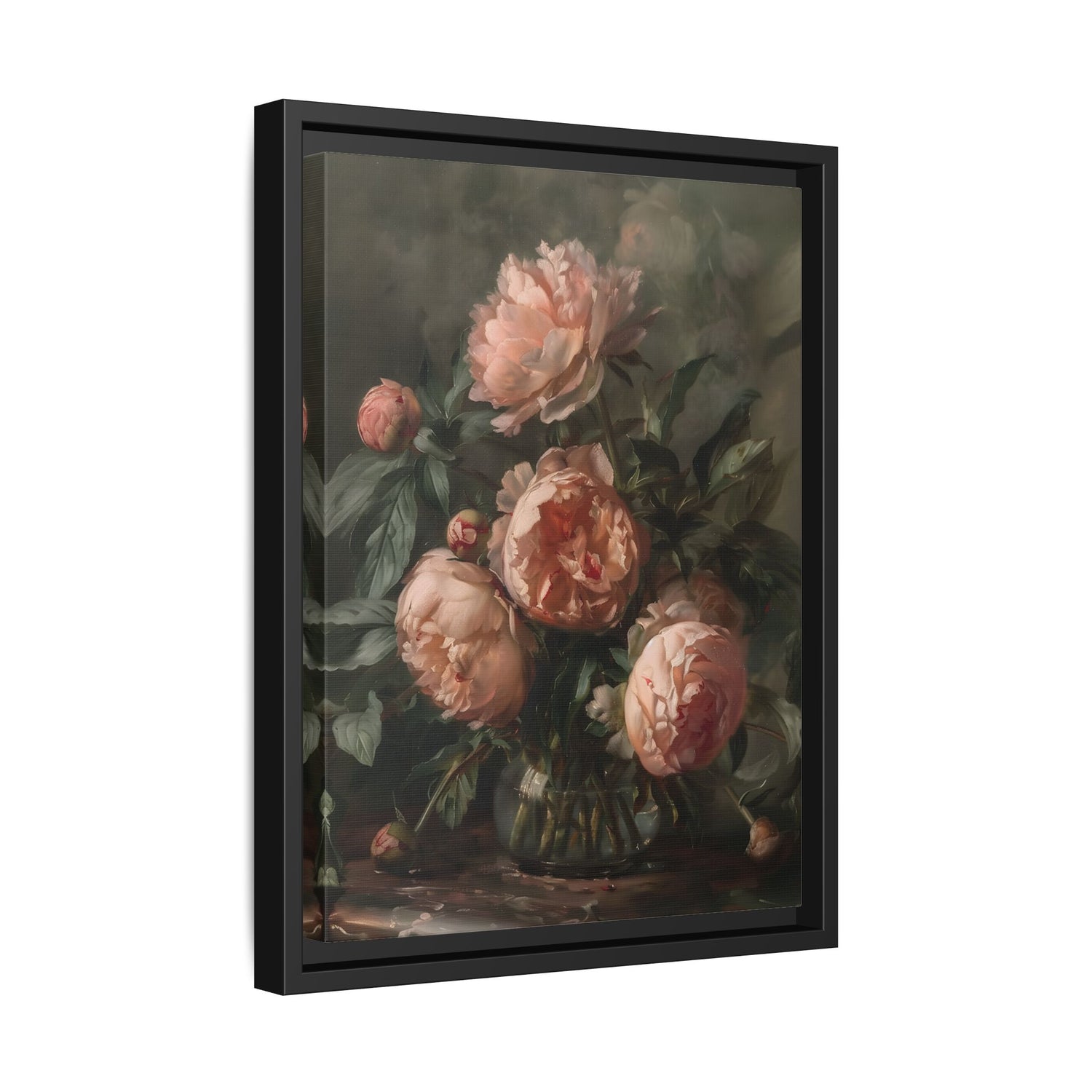 Framed Canvas - Vintage Blush Peony Bouquet