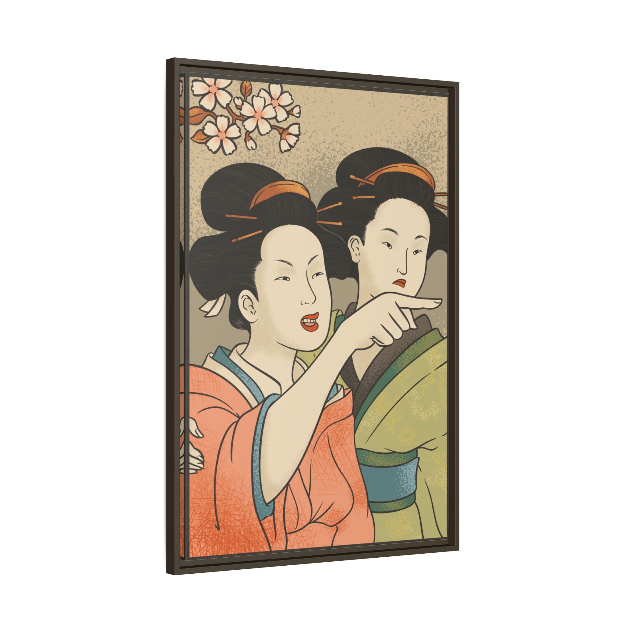Framed Canvas - Japanese Woman Yells at Cat