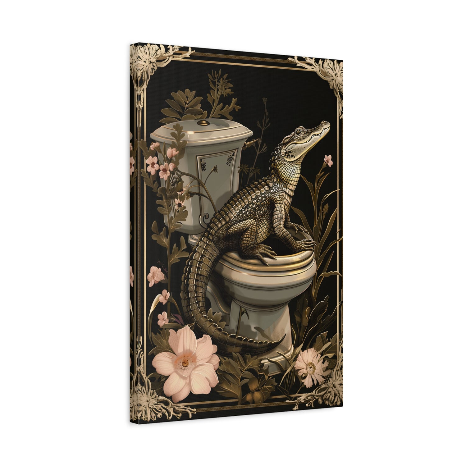 1.25" Matte Canvas - Toilet Gator Floral Surprise