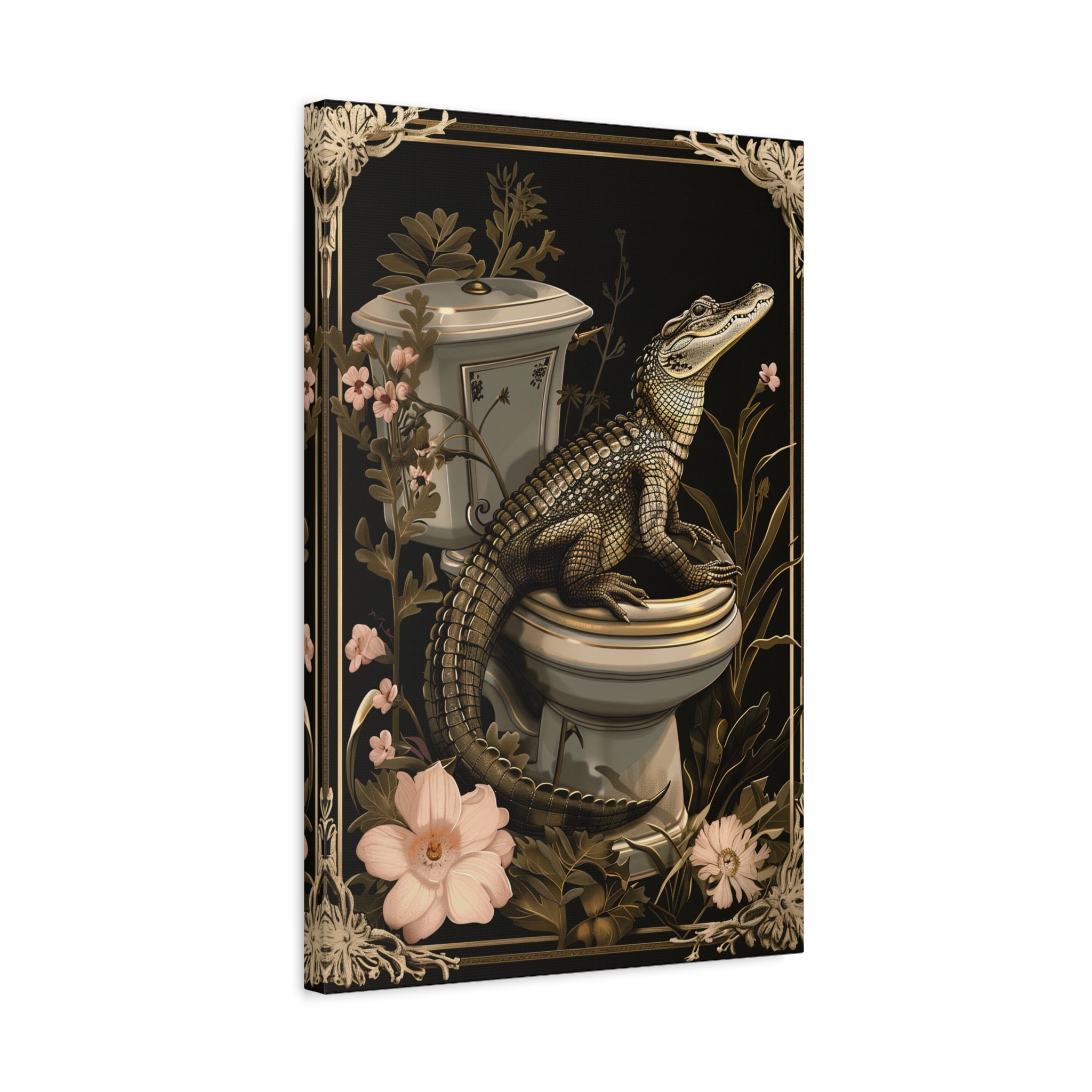 1.25" Matte Canvas - Toilet Gator Floral Surprise