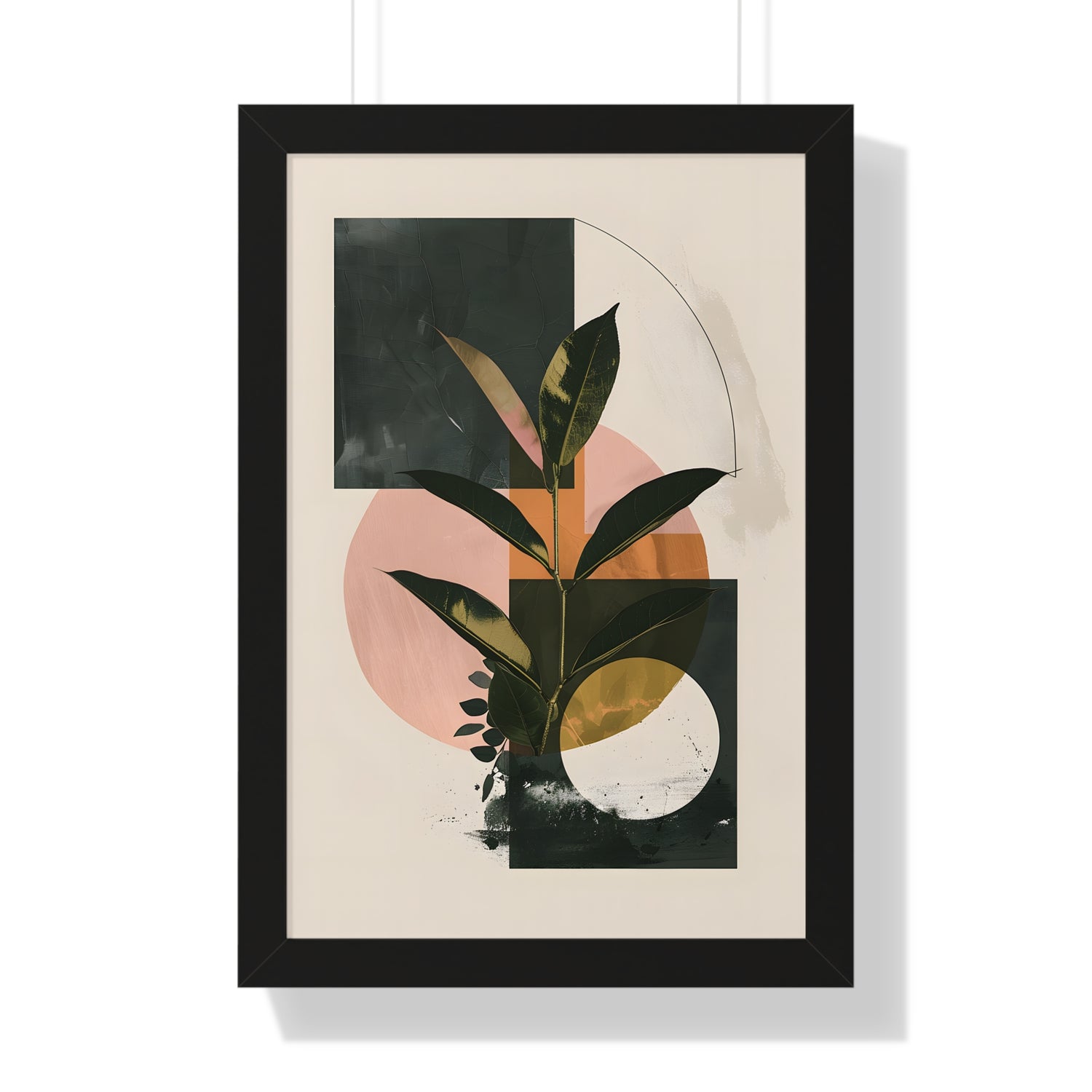 Framed Paper Print - Blush Geometry Leafscape