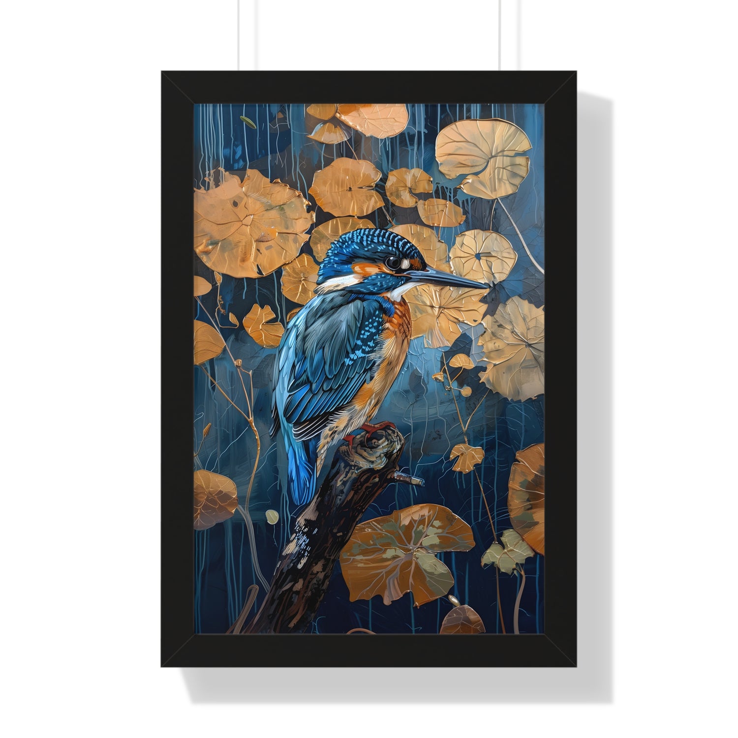 Framed Paper Print - Golden Leaves Kingfisher