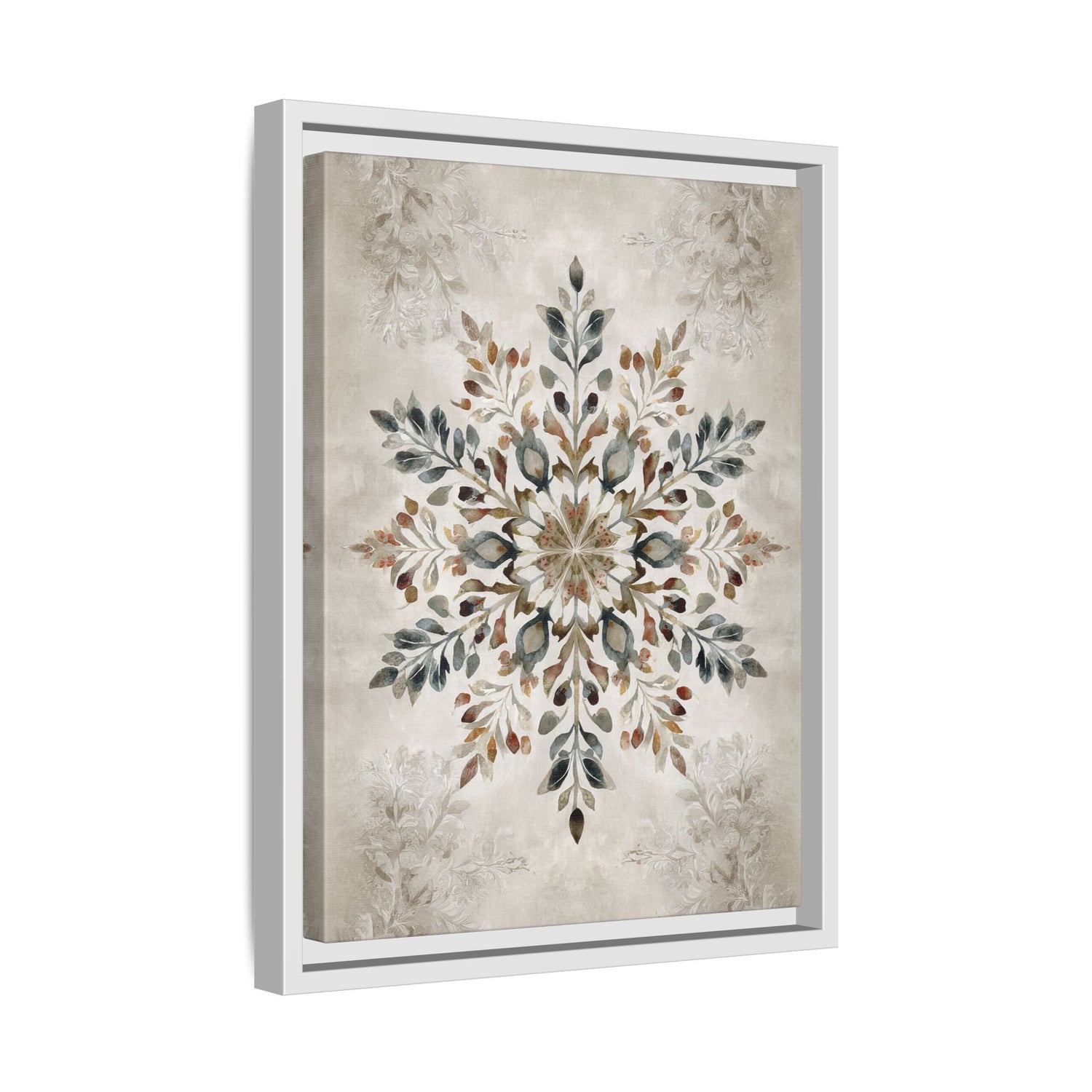Framed Canvas - Nordic Botanical Snowflake