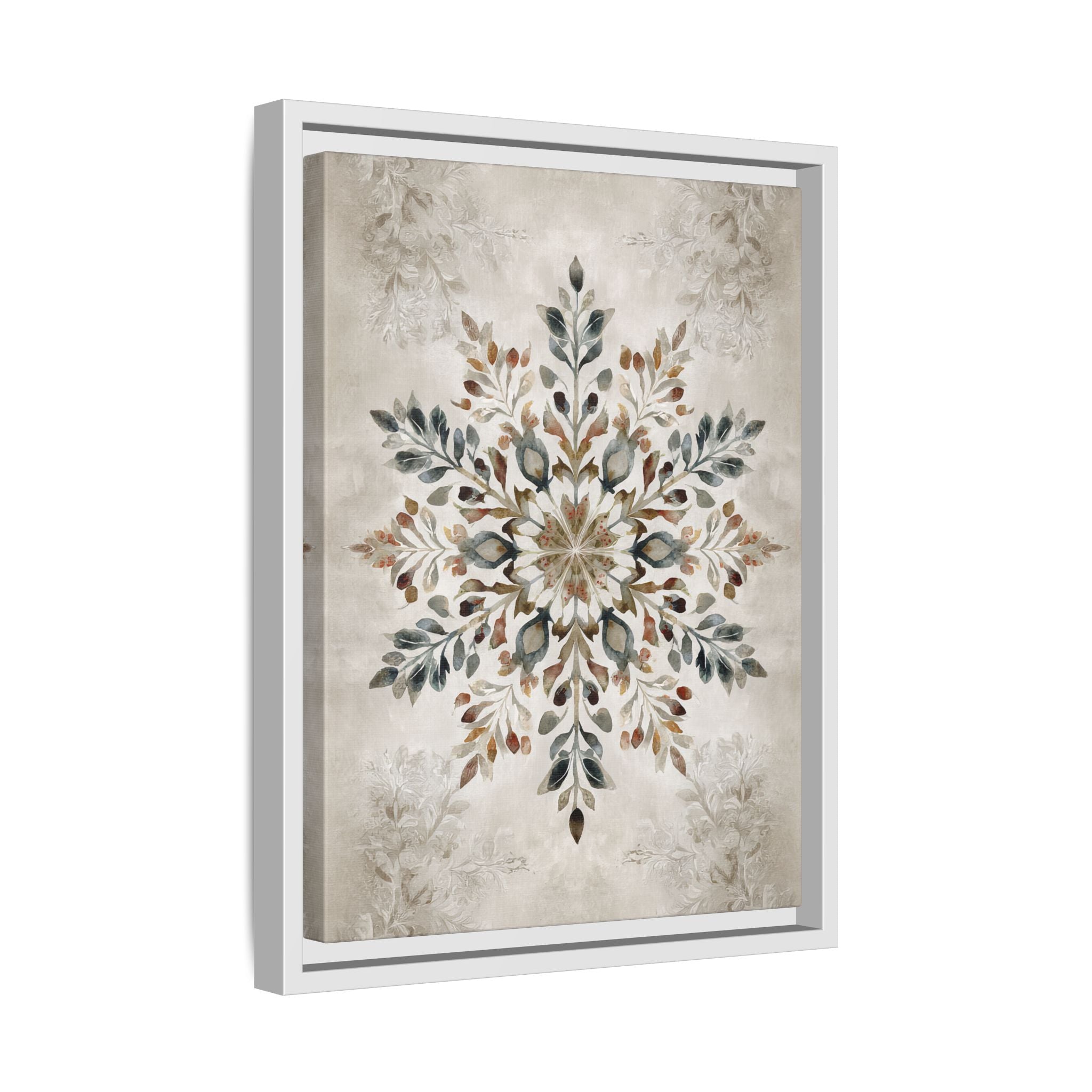 Framed Canvas - Nordic Botanical Snowflake