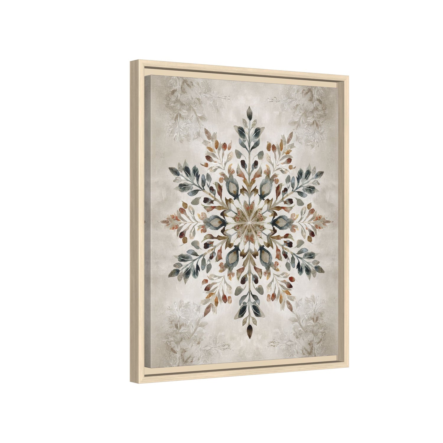 Framed Canvas - Nordic Botanical Snowflake