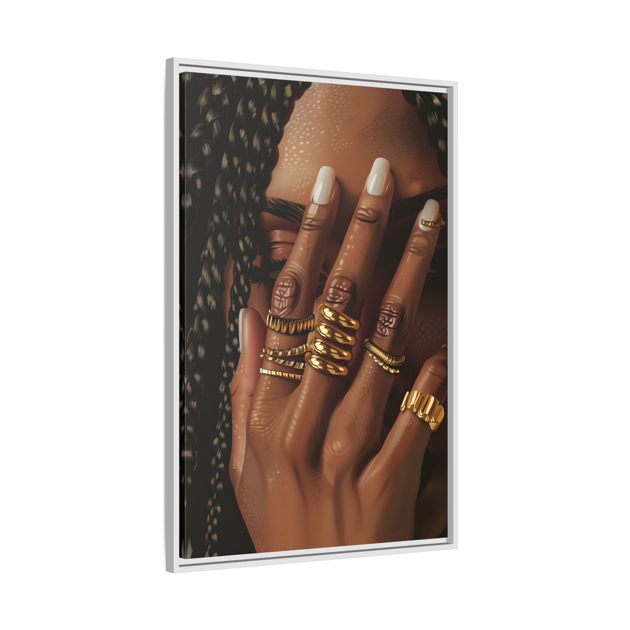 Framed Canvas - Braided Golden Ring Beauty