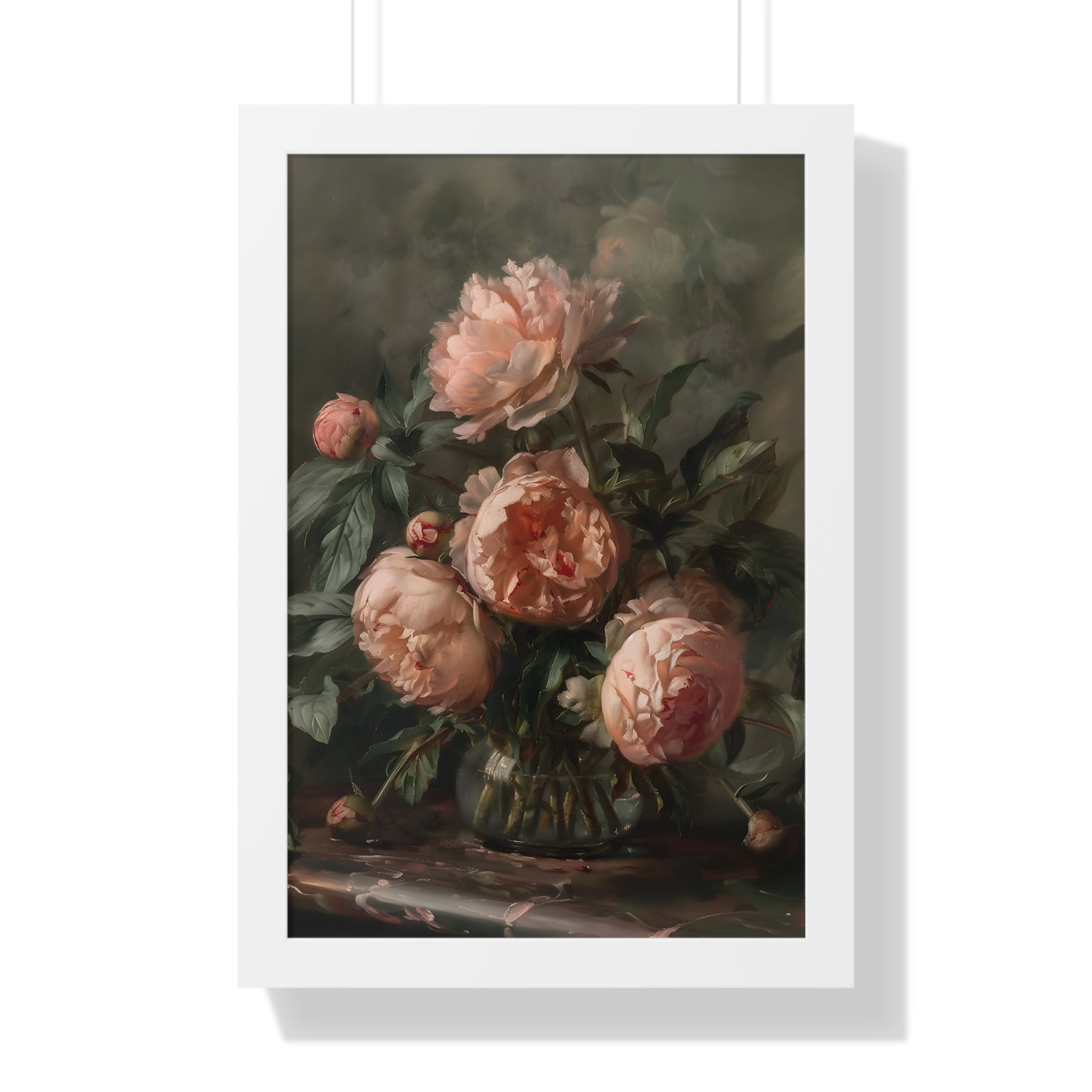 Framed Paper Print - Vintage Blush Peony Bouquet