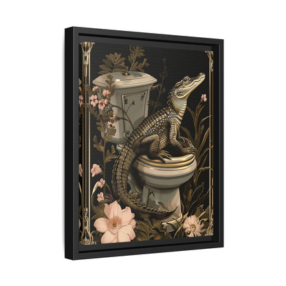 Framed Canvas - Toilet Gator Floral Surprise