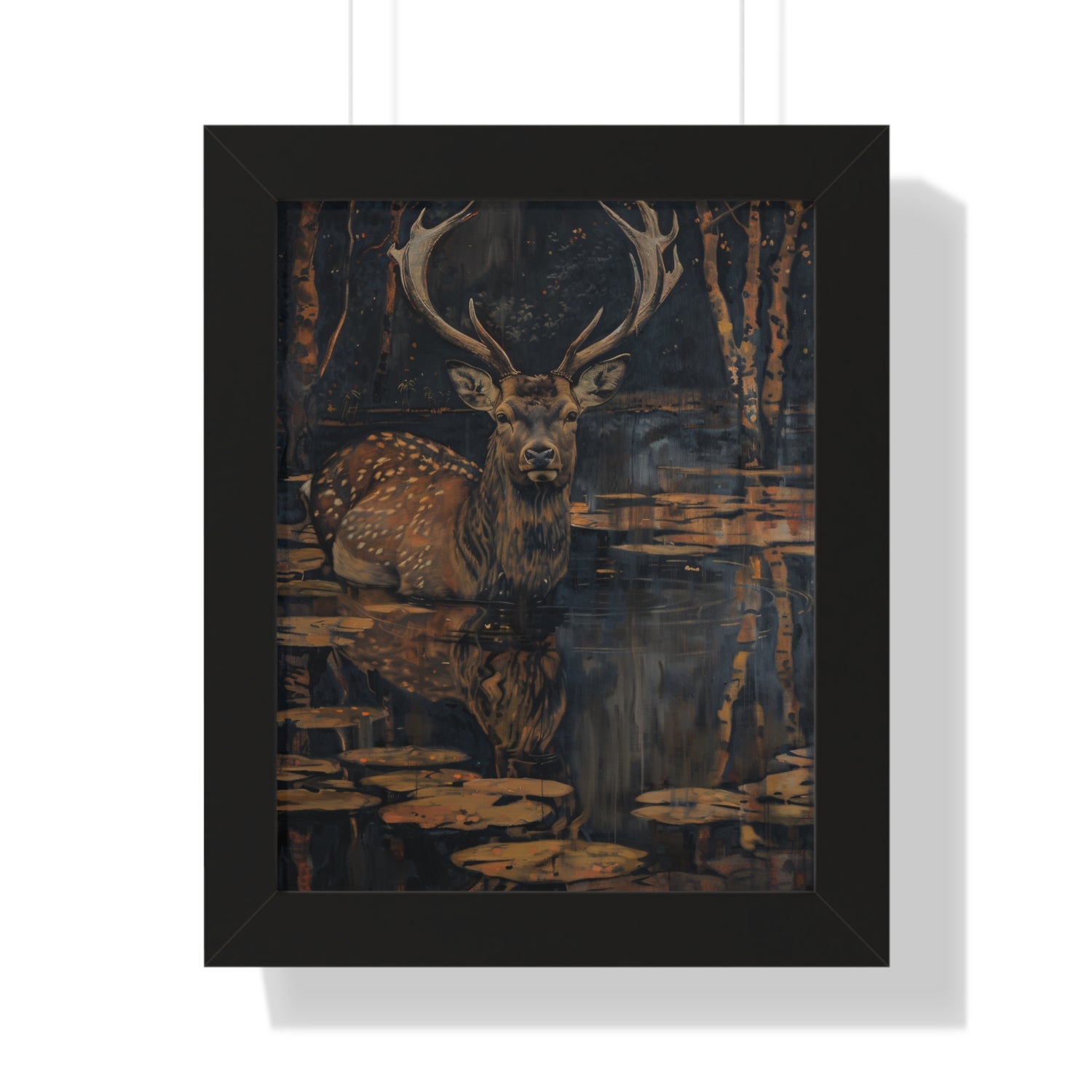 Framed Paper Print - Twilight Stag Reflection