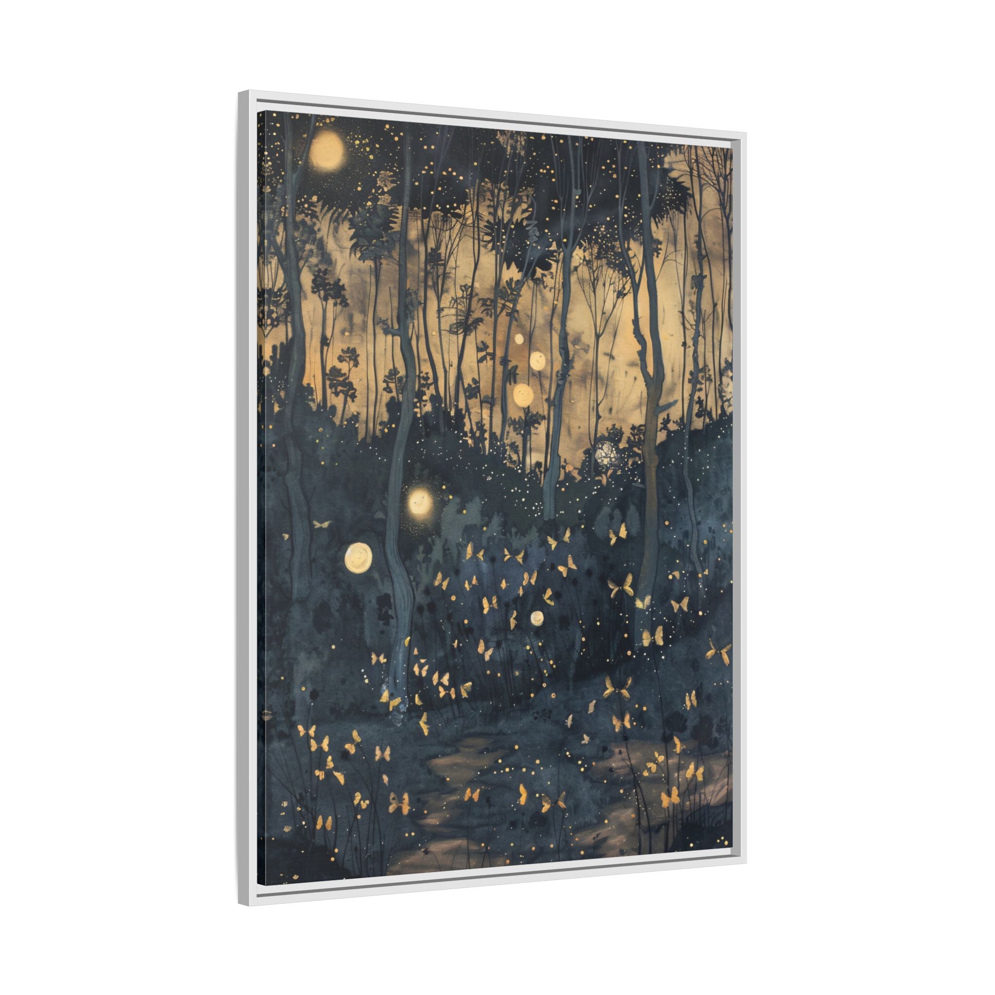 Framed Canvas - Golden Firefly Nightscape