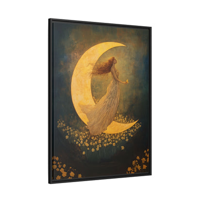 Framed Canvas - Moonlit Dreamer with Daffodils