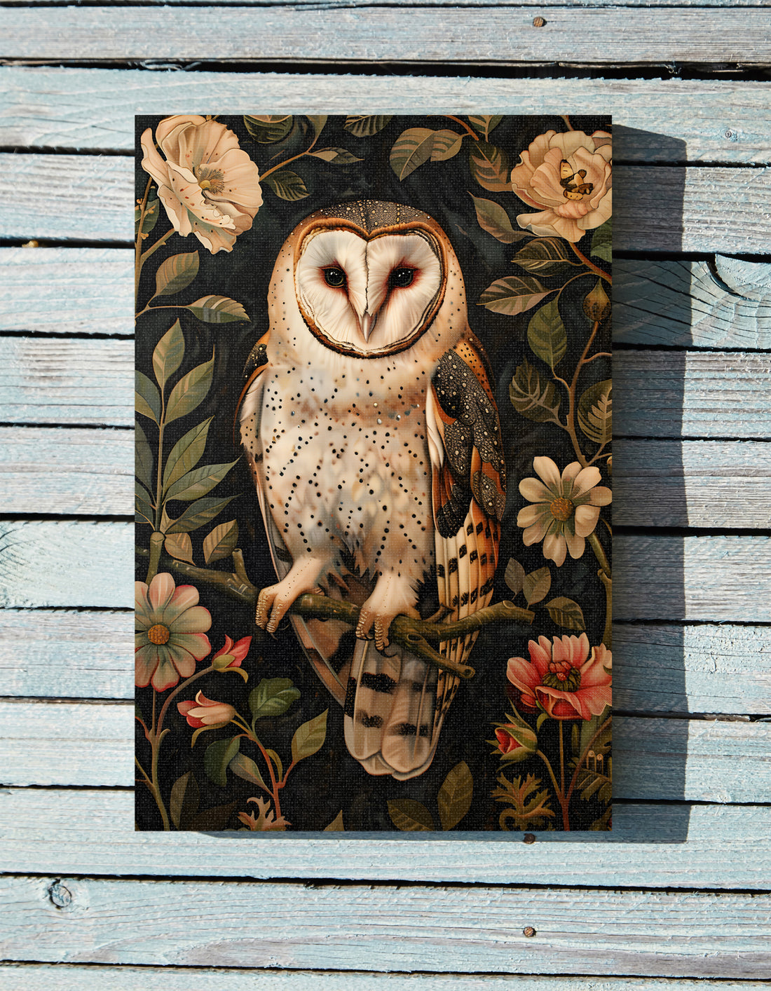 1.25" Matte Canvas - Nocturnal Bloom Owl