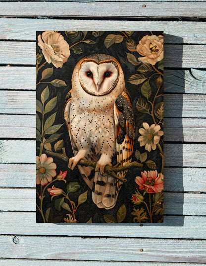 1.25" Matte Canvas - Nocturnal Bloom Owl