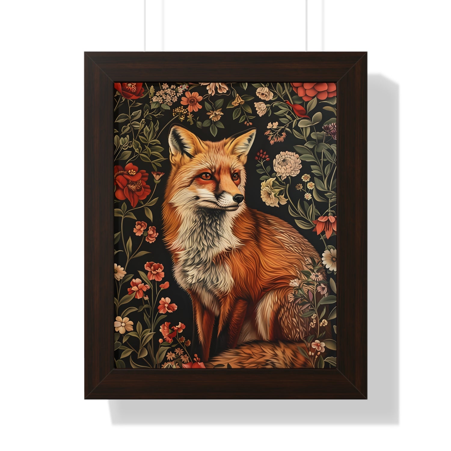 Framed Paper Print - Fox Amongst Floral Whimsy