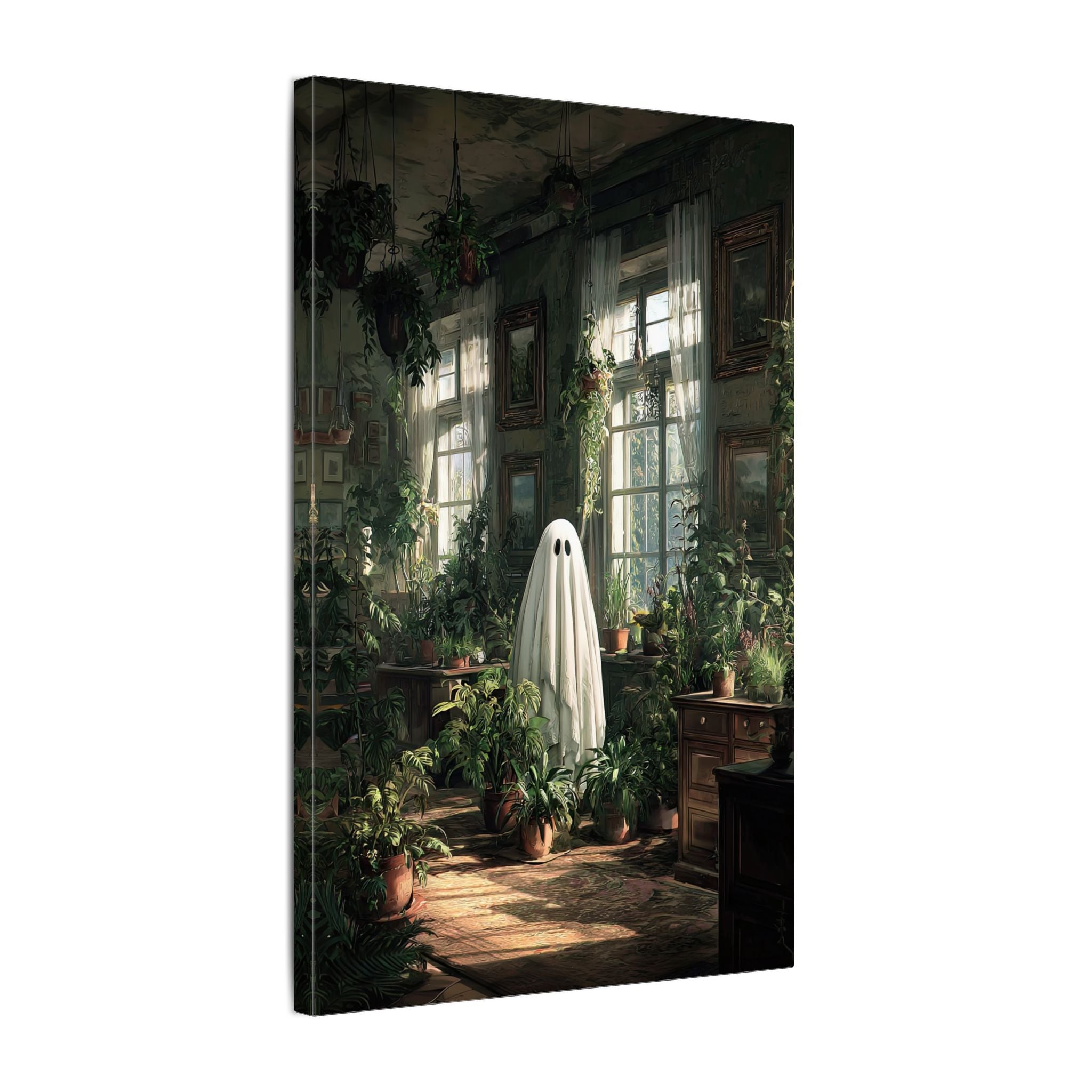 .75" Matte Canvas - Ghost Among Houseplants