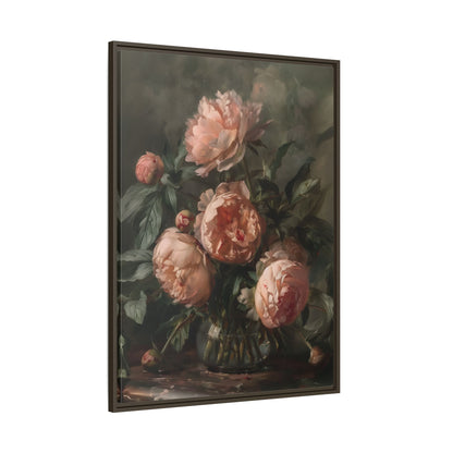 Framed Canvas - Vintage Blush Peony Bouquet