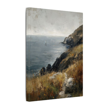 .75" Matte Canvas - Cliffside Sailboat Seascape