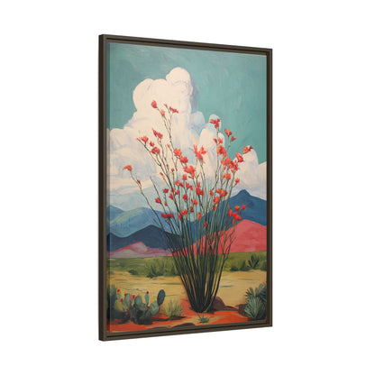 Framed Canvas - Ocotillo Cactus Desert Bloom