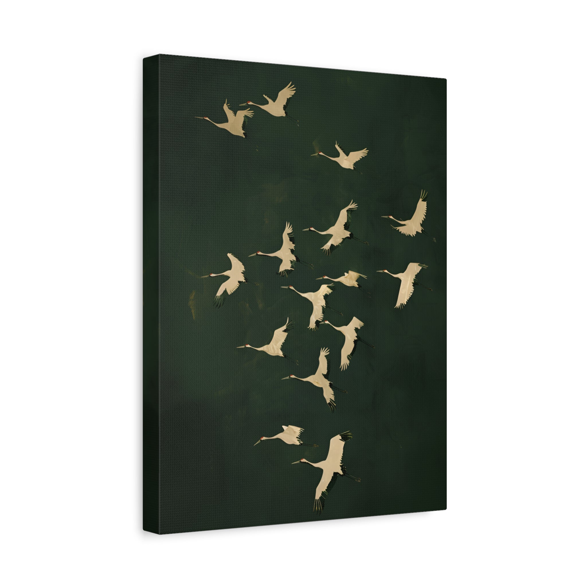 1.25" Matte Canvas - Emerald Sky Japanese Cranes