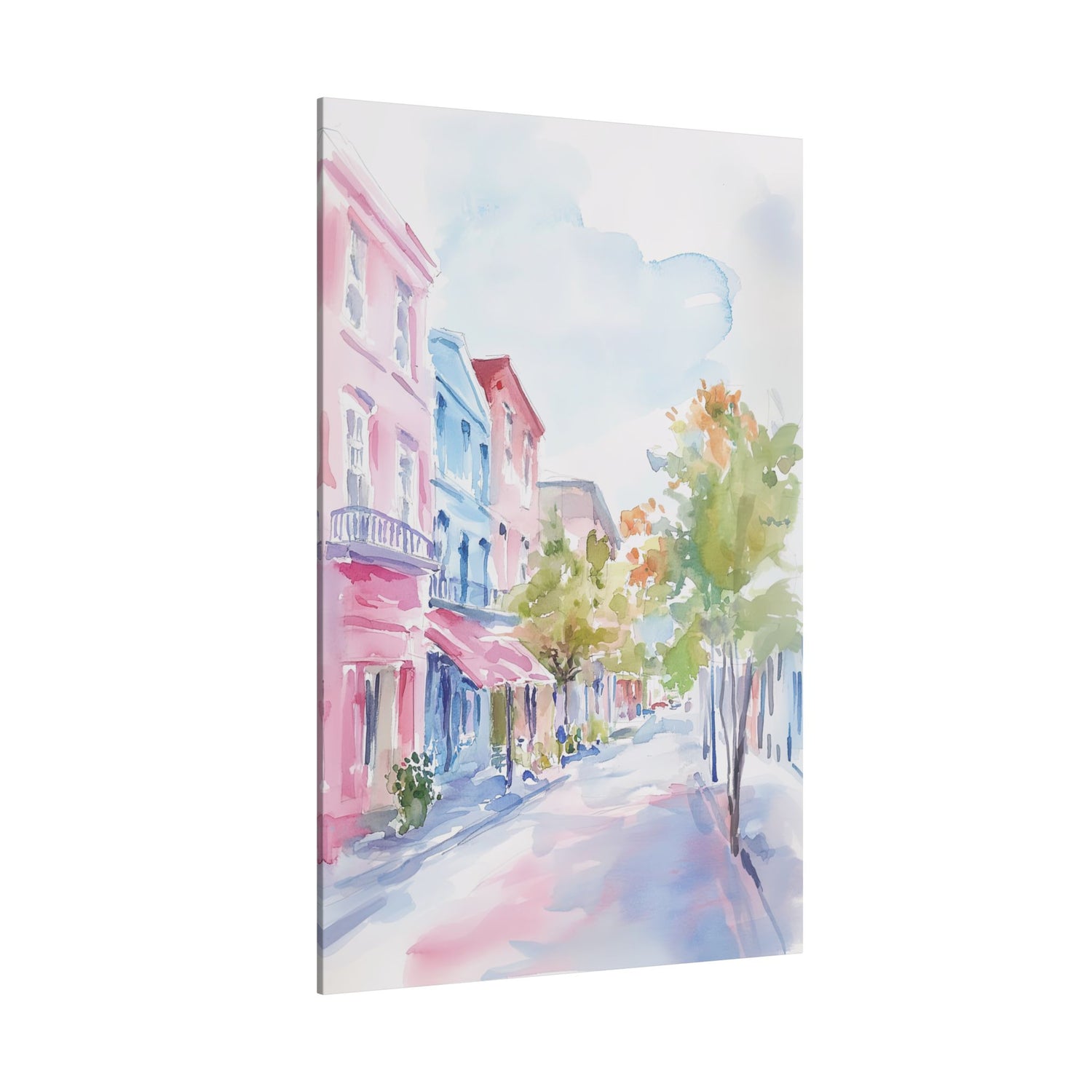 .75" Matte Canvas - Pastel Charleston Street Scene
