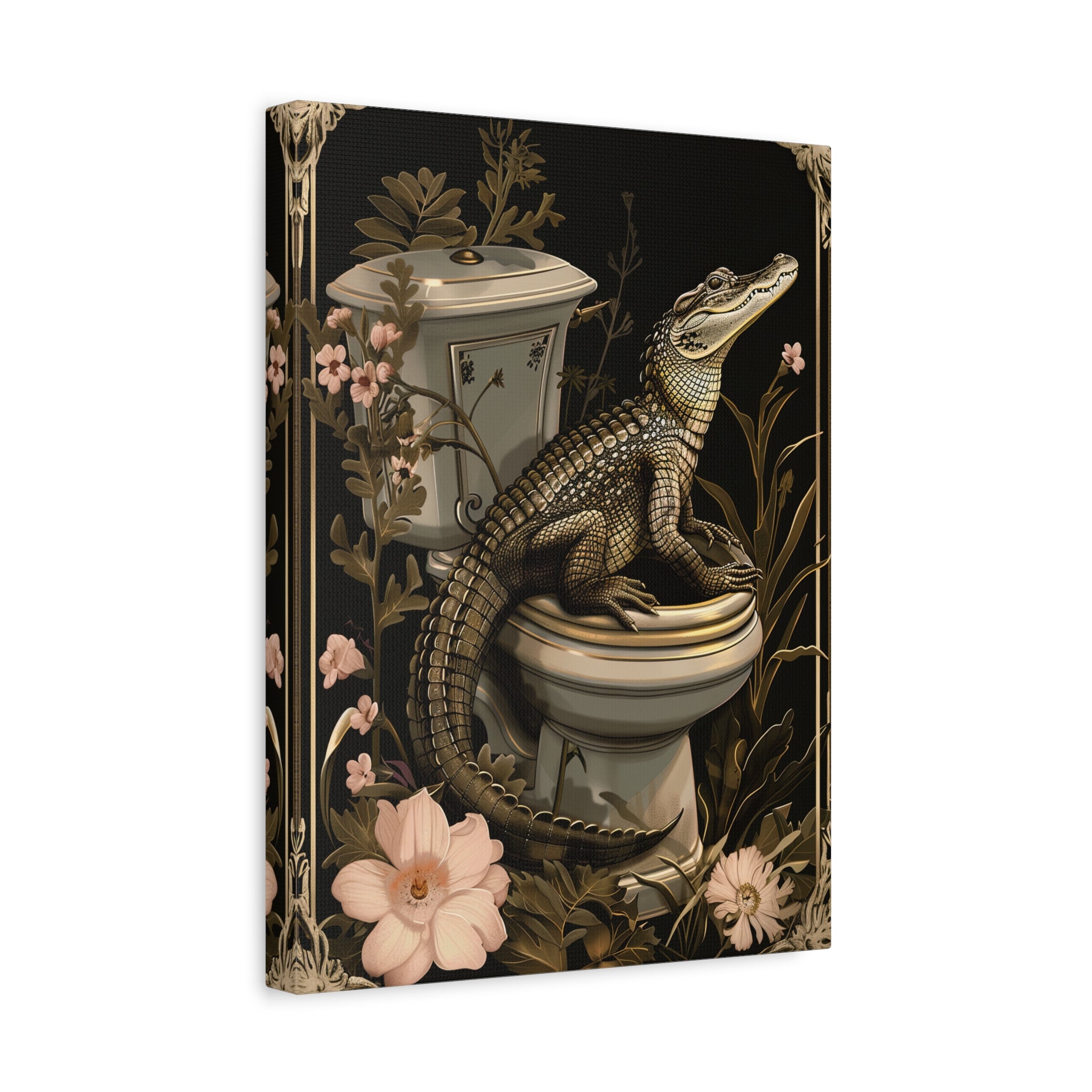 1.25" Matte Canvas - Toilet Gator Floral Surprise