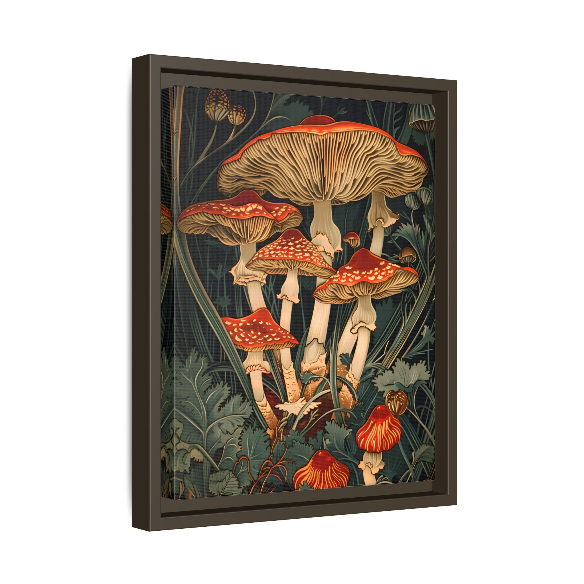 Framed Canvas - Woodland Mushrooms Revival