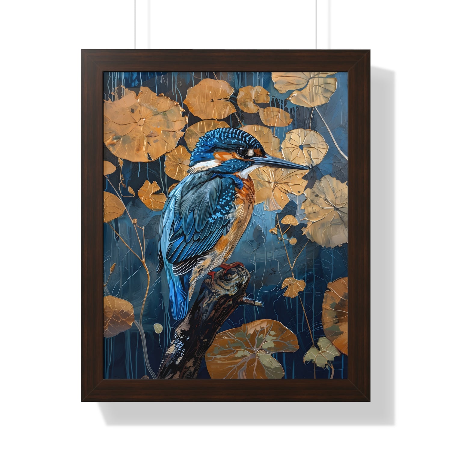 Framed Paper Print - Golden Leaves Kingfisher