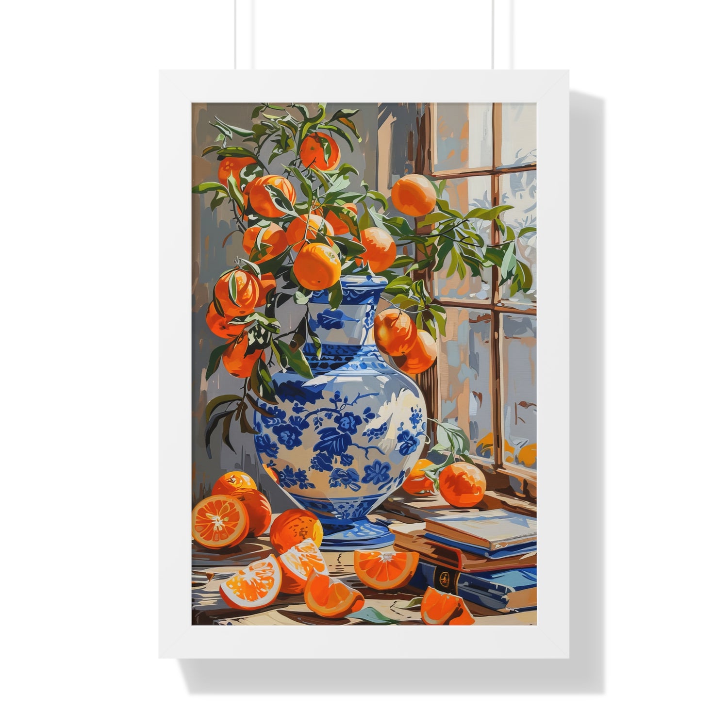 Framed Paper Print - Sunlit Citrus &amp; Porcelain