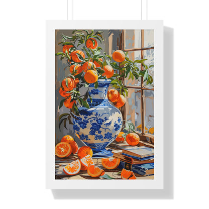 Framed Paper Print - Sunlit Citrus &amp; Porcelain