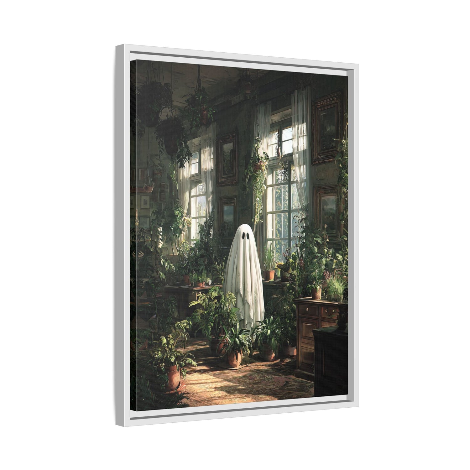 Framed Canvas - Ghost Among Houseplants