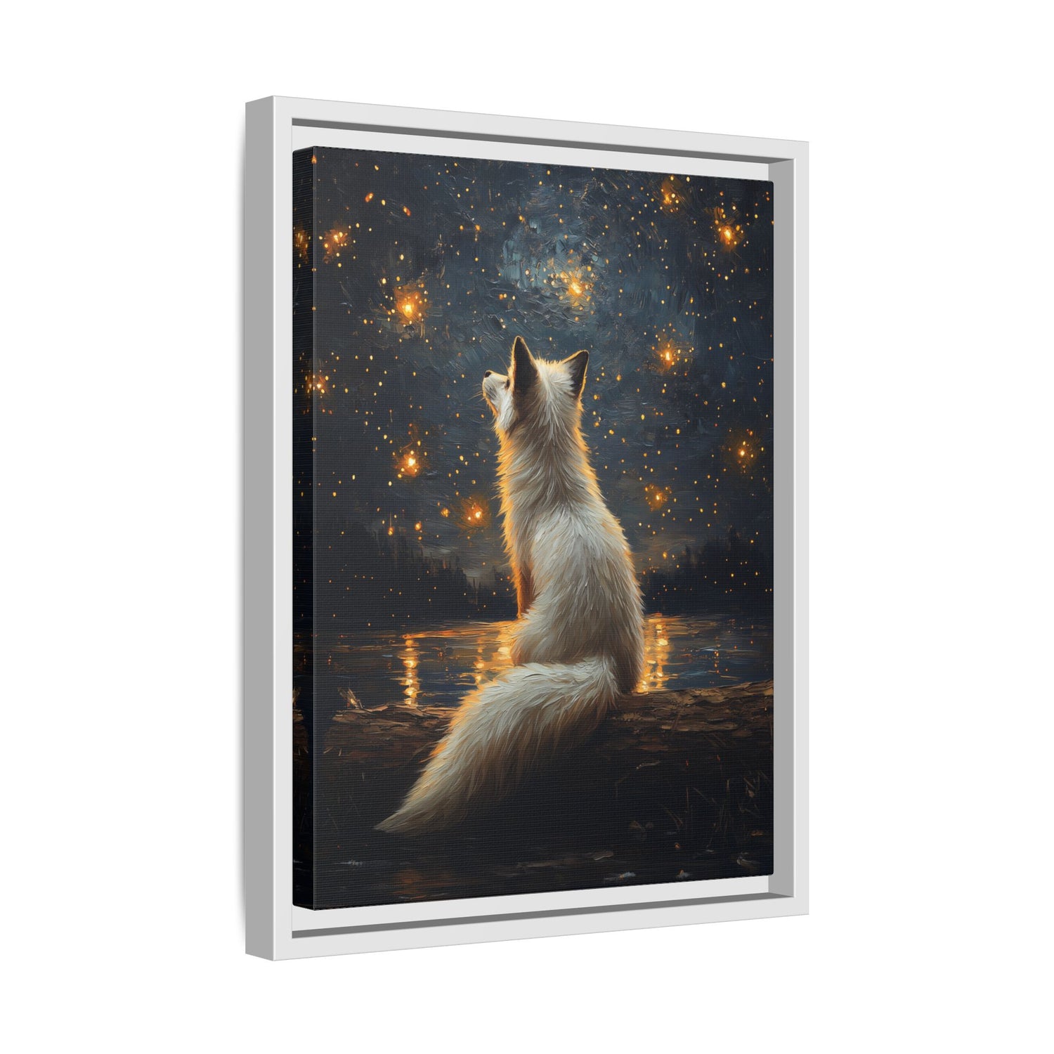 Framed Canvas - Stargazing Fox Reverie