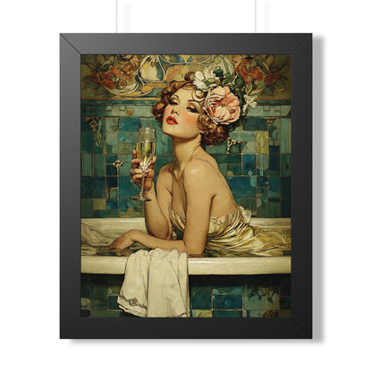 Framed Paper Print - Champagne Bathtub Coquette