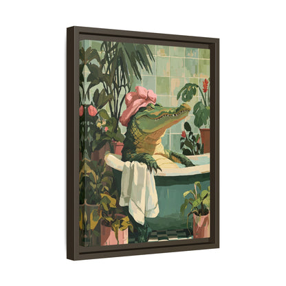 Framed Canvas - Bathtub Alligator Spa Day