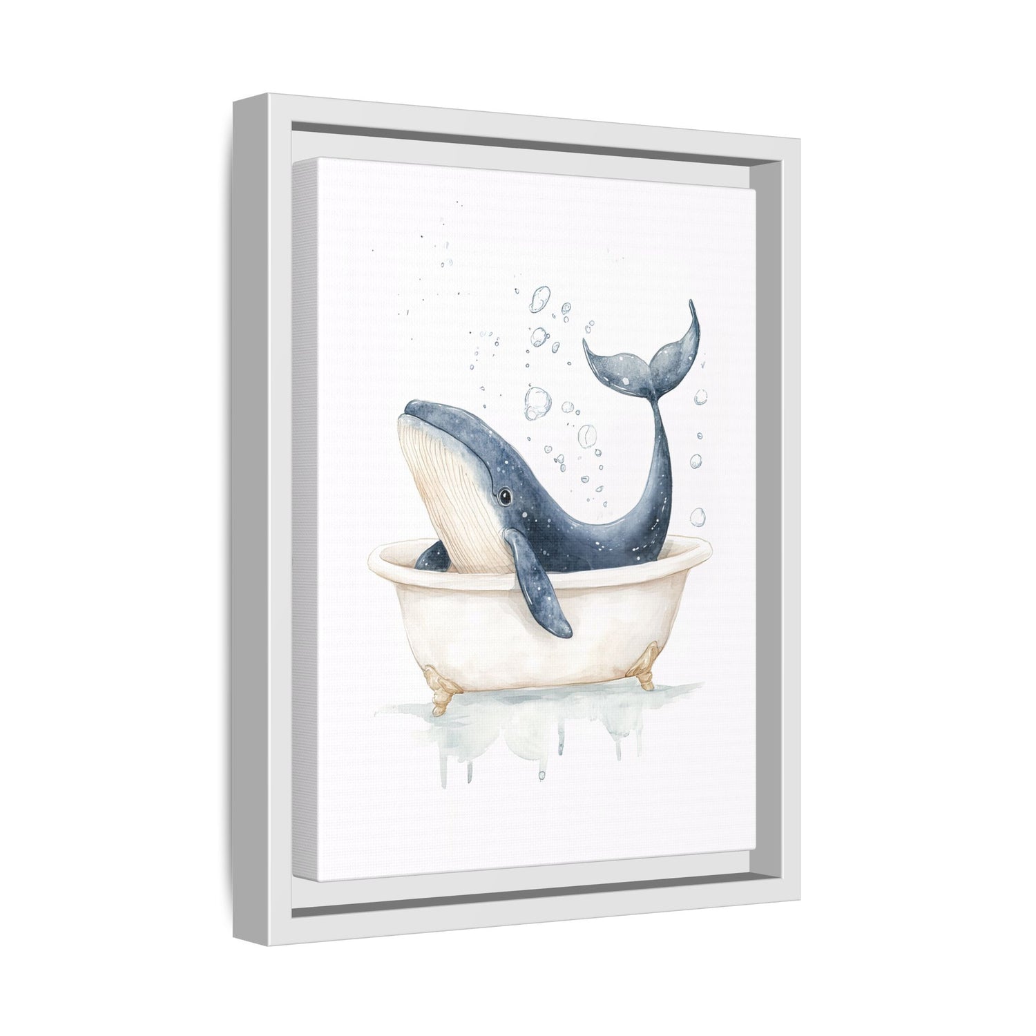 Framed Canvas - Whale Tub Bubble Splash