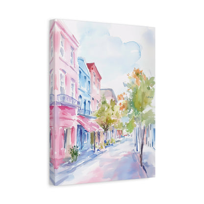 1.25" Matte Canvas - Pastel Charleston Street Scene