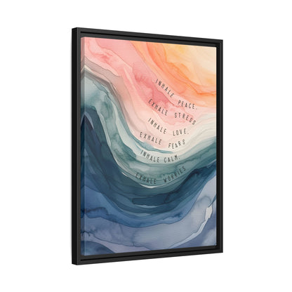 Framed Canvas - Inhale Exhale Watercolor Calm