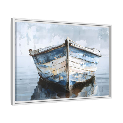 Framed Canvas - Weathered Harbor Boat