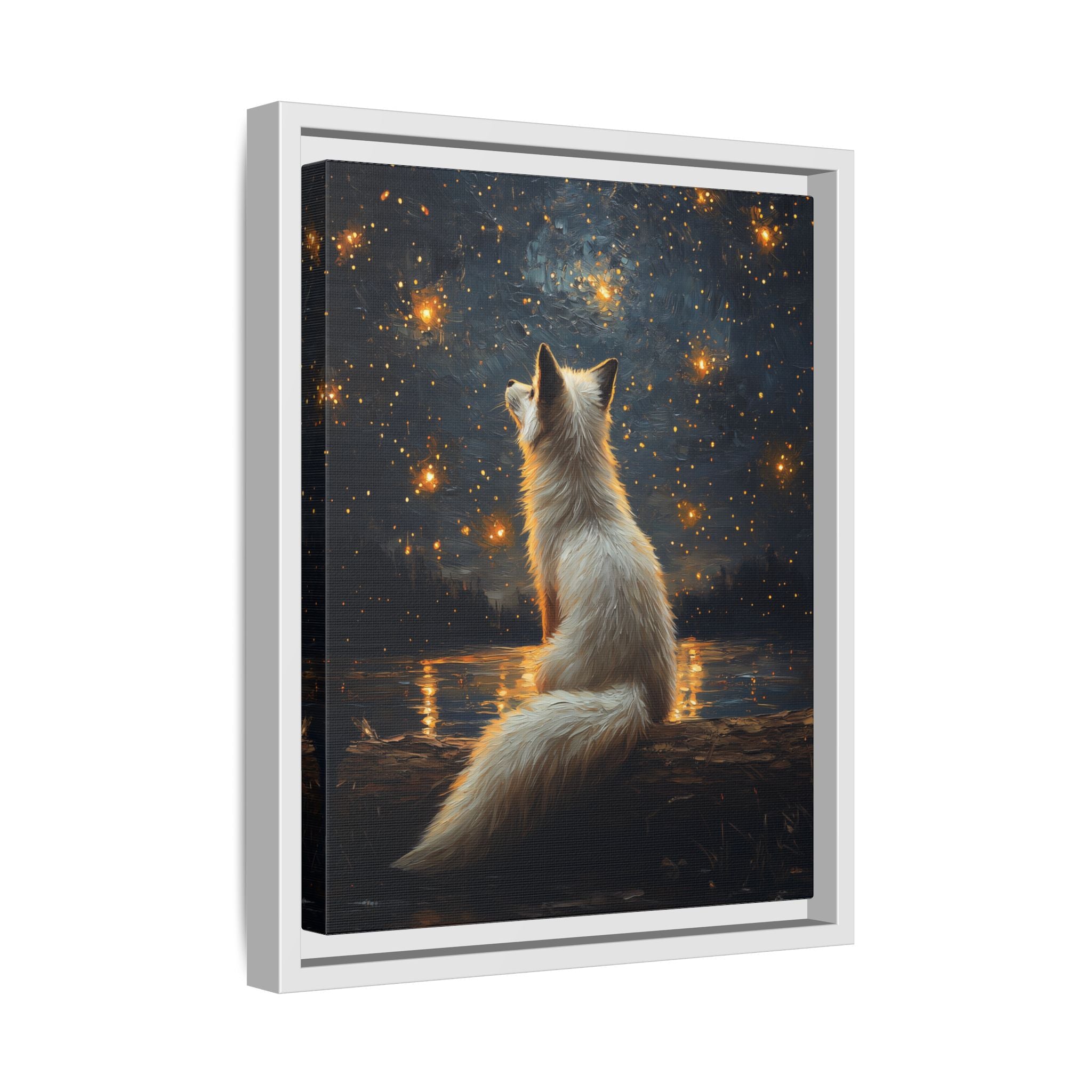 Framed Canvas - Stargazing Fox Reverie