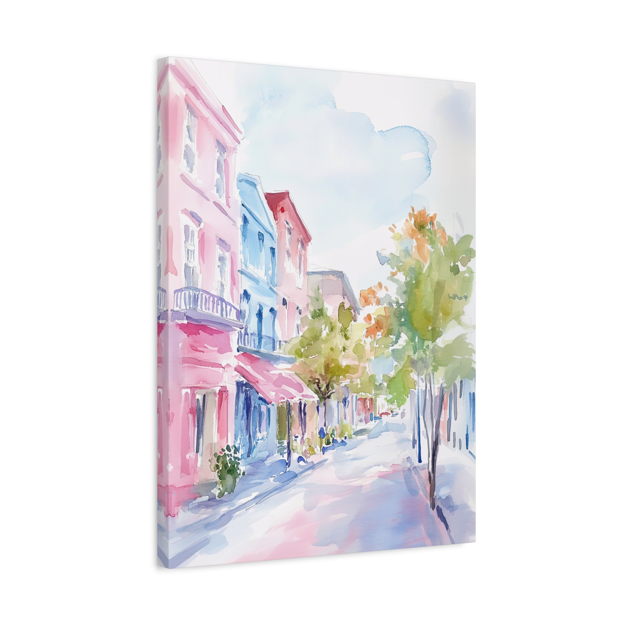 1.25" Matte Canvas - Pastel Charleston Street Scene
