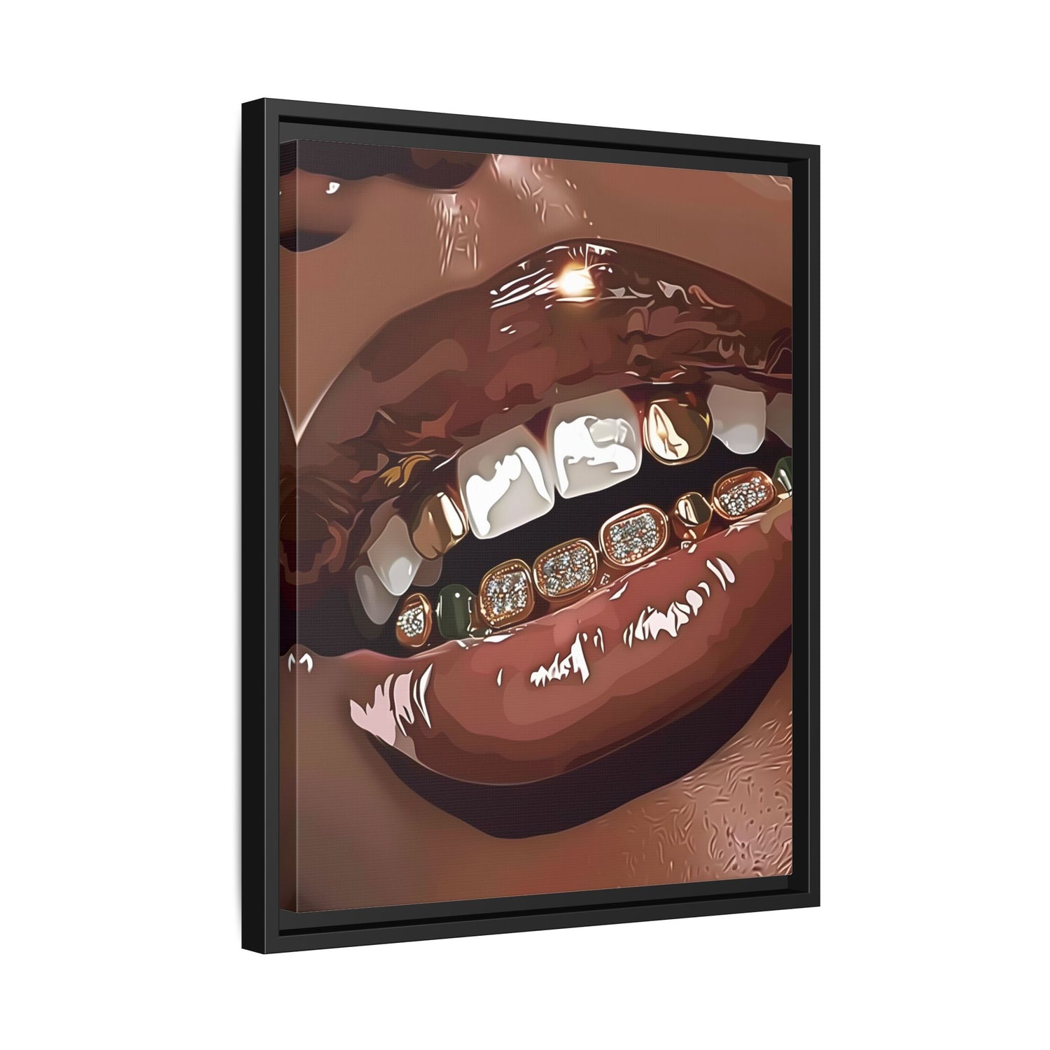 Framed Canvas - Golden Grill Smile