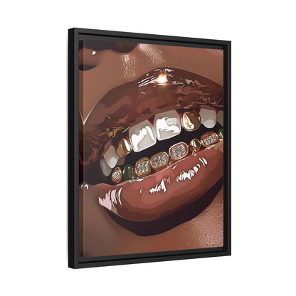 Framed Canvas - Golden Grill Smile