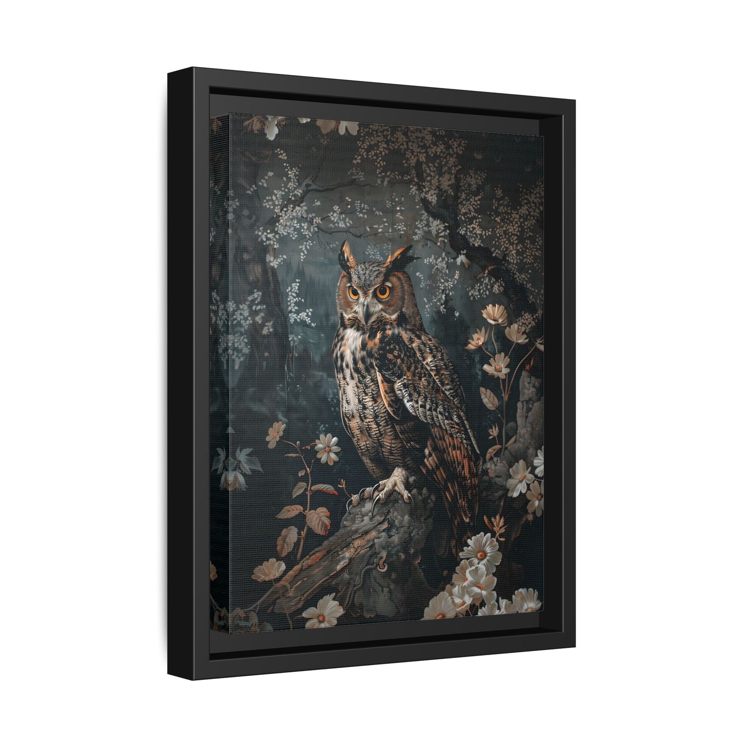 Framed Canvas - Midnight Watchful Owl