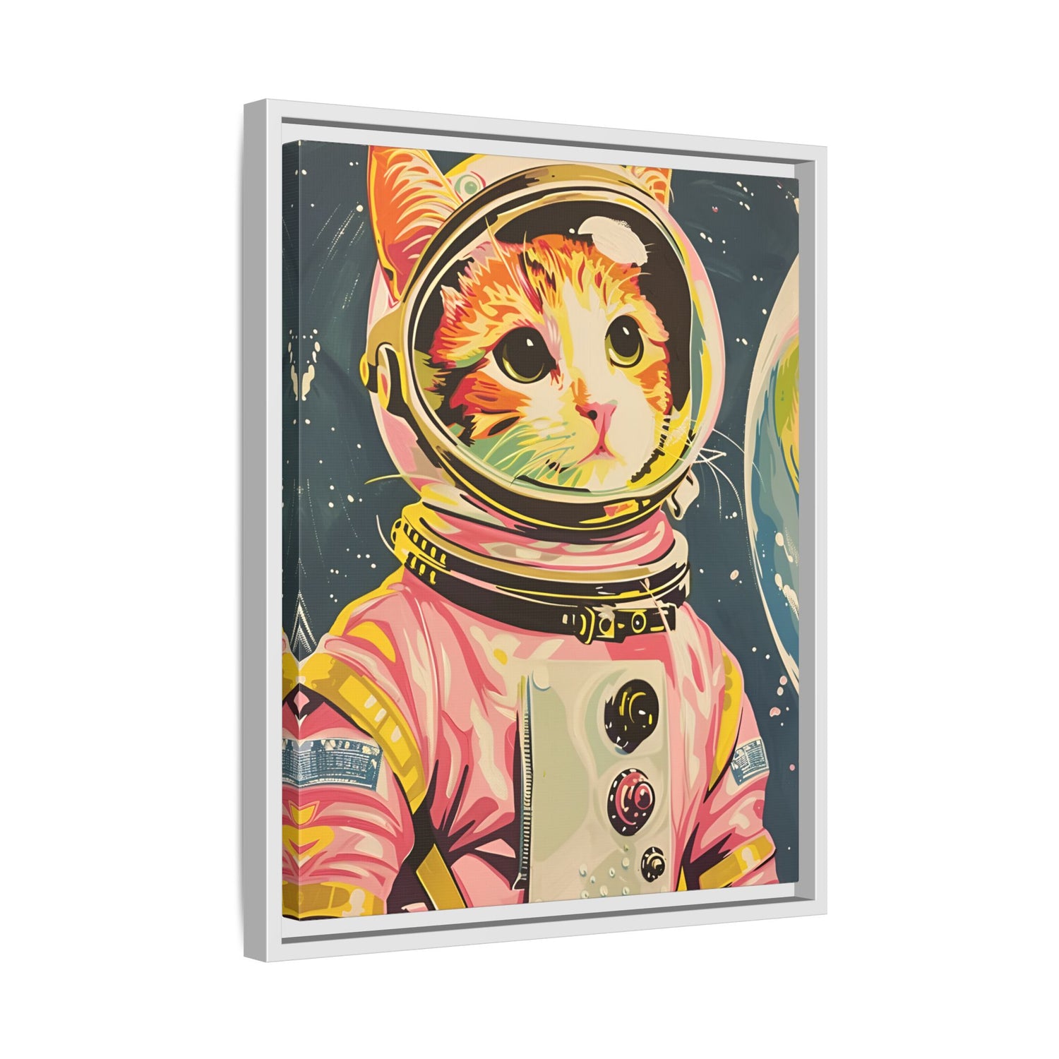 Framed Canvas - Catstronaut Pink Mission