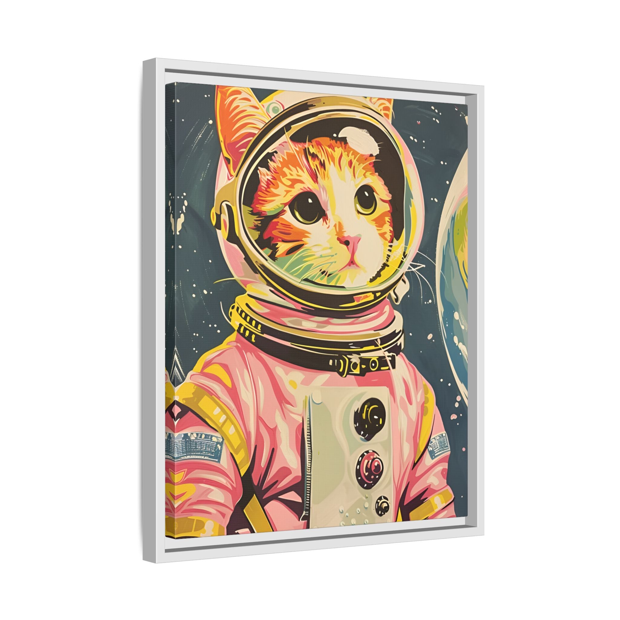 Framed Canvas - Catstronaut Pink Mission
