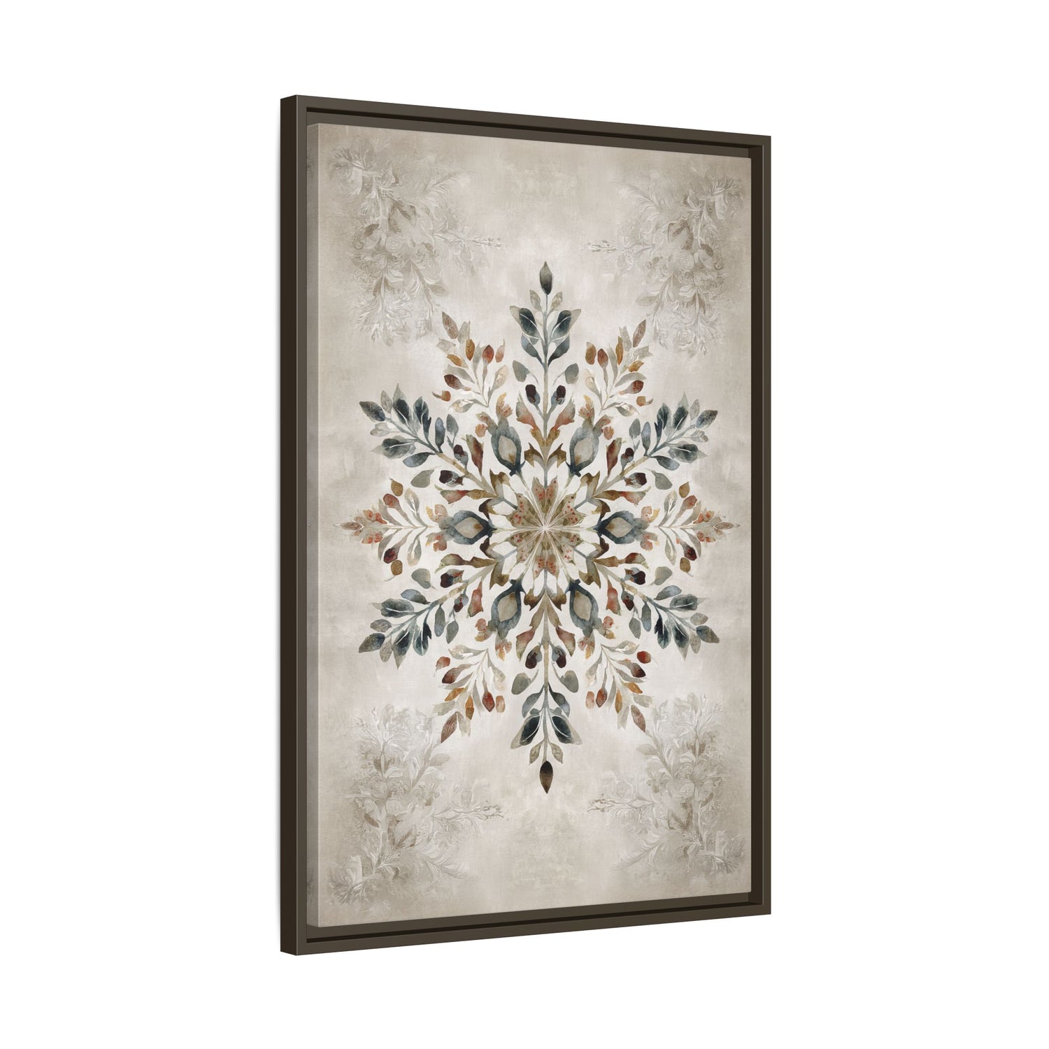 Framed Canvas - Nordic Botanical Snowflake