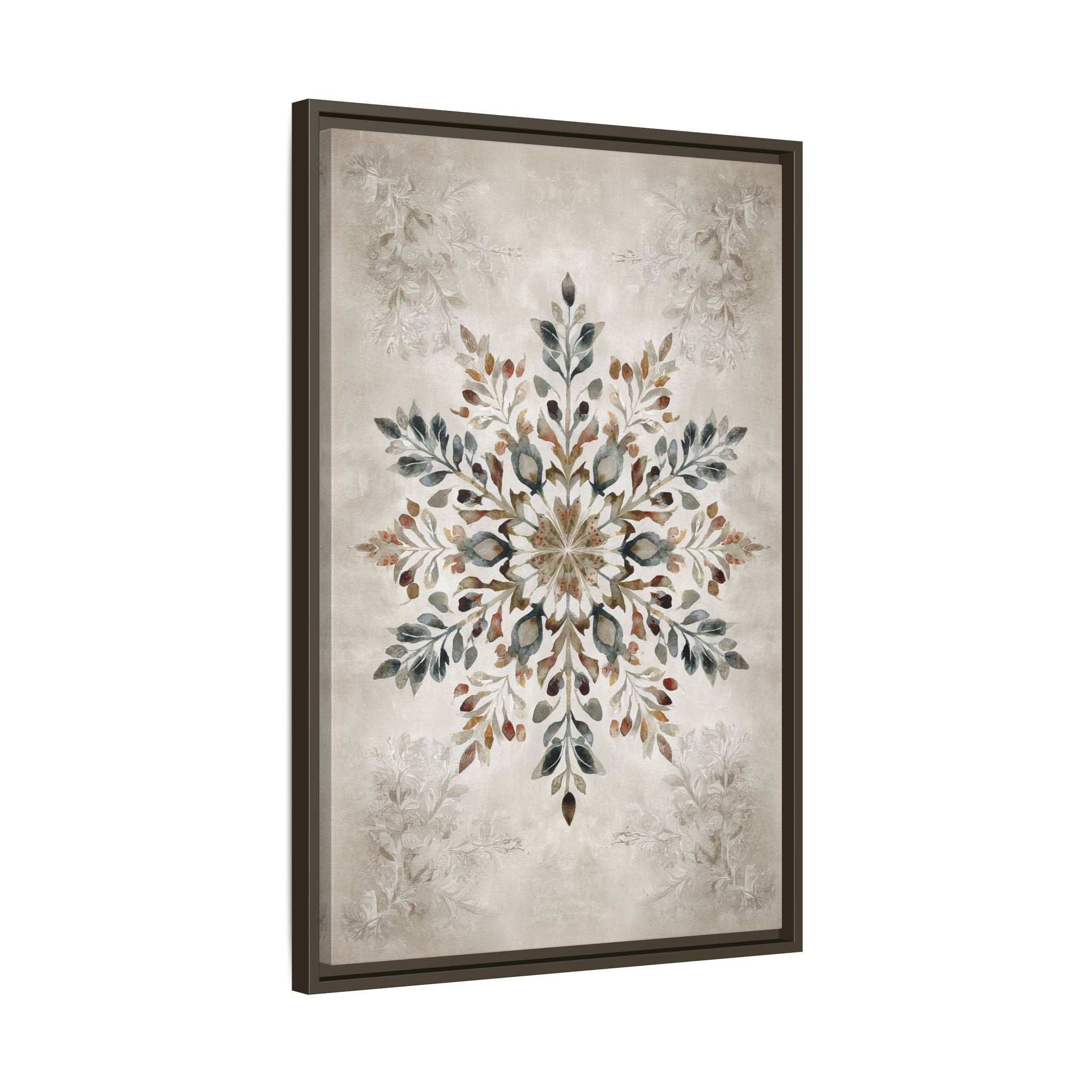 Framed Canvas - Nordic Botanical Snowflake