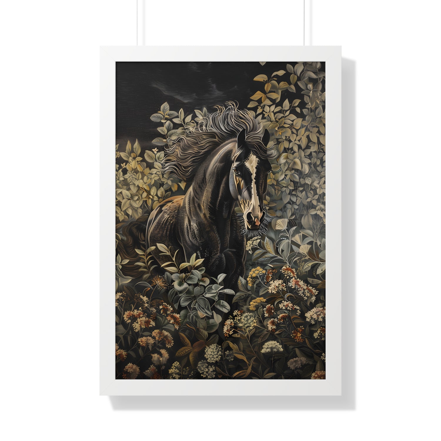 Framed Paper Print - Equine Elegance in Twilight Bloom